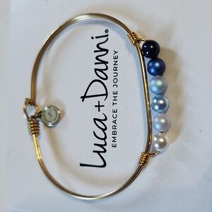 Lucas and Dani Brass Blue and White Bead Bracelet - NWT
